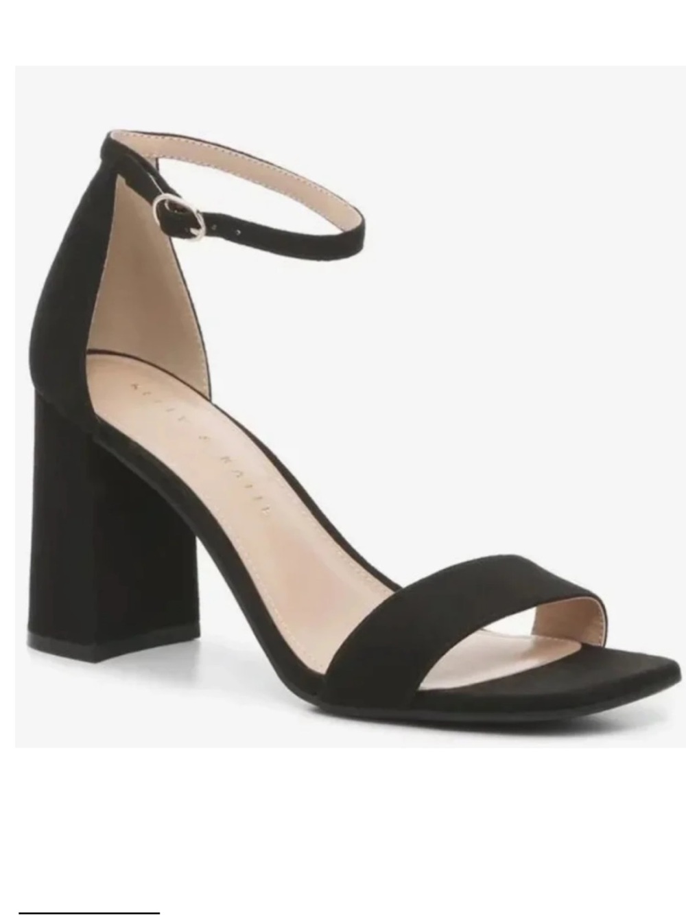 Kelly & Katie Black Ankle-Strap Block Heel Sandals